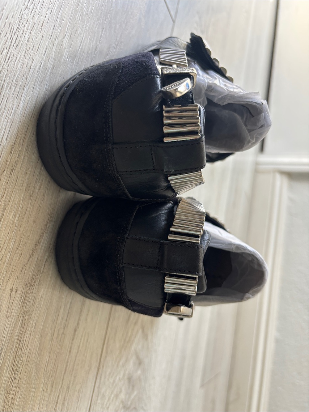 TOGA Pulla Black Sandals with Silver-Tone Stud and Plate Accents - Picture 5 of 7